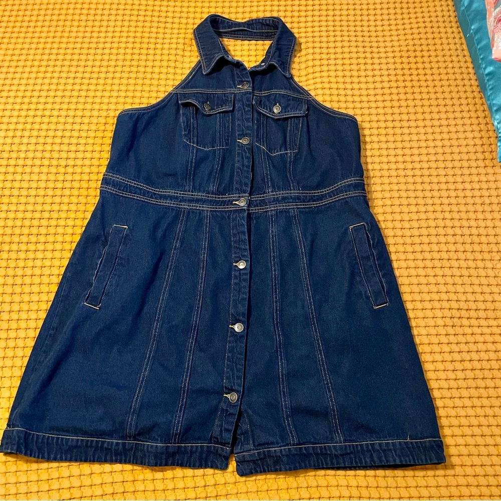 Future Collective Denim Halter Dress